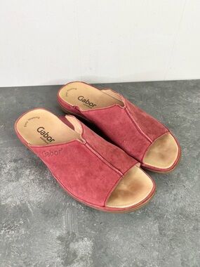 Gabor Lanzarote sandals red slip-on mule soft leather cushioned footbed comfort